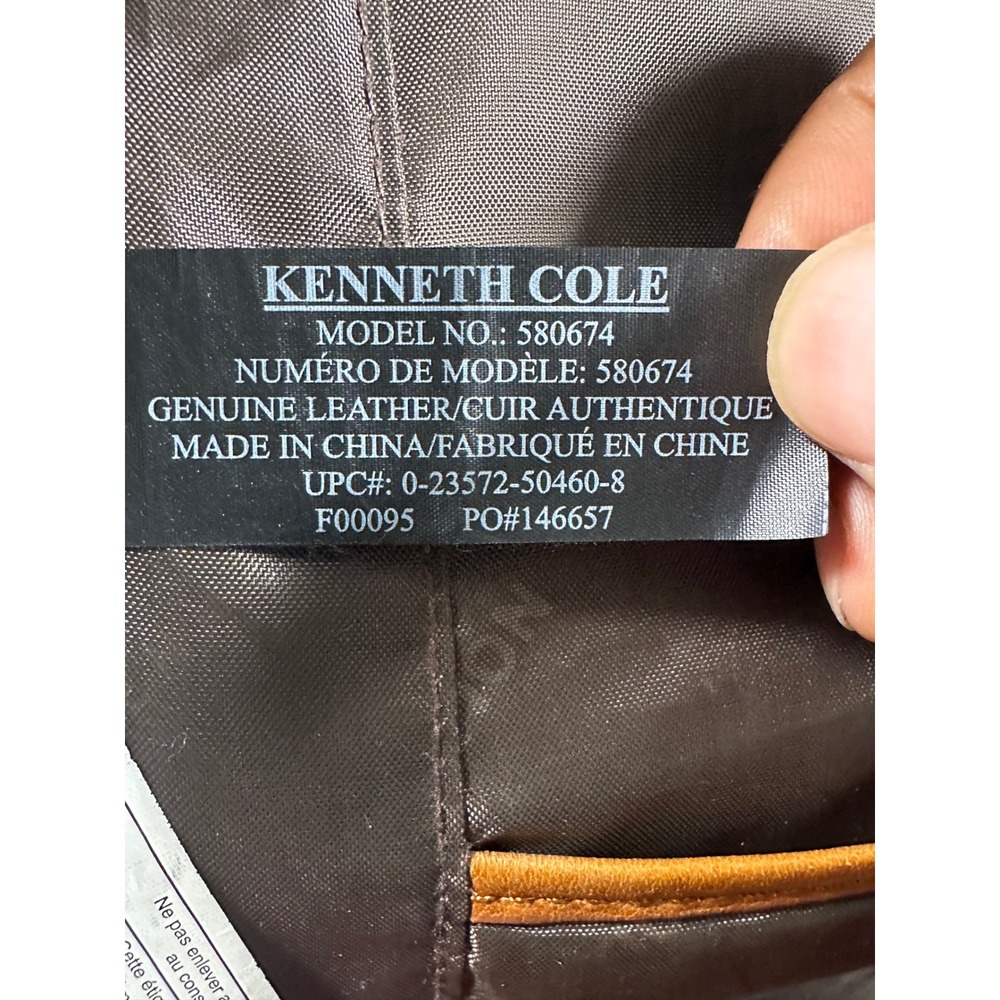 Kenneth Cole Reaction Mens Tan Cognac LeatherLaptop Backpack Business Bag 580674 - Picture 2 of 15